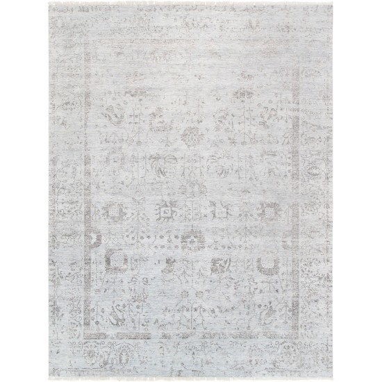 Area Rug Transitiona Hand-Knotted Bamboo Silk, Wool Silver 8'10" X 11'11"