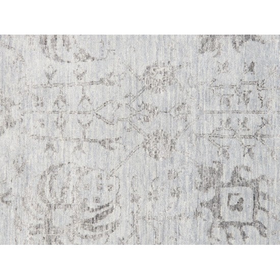 Area Rug Transitiona Hand-Knotted Bamboo Silk, Wool Silver 8'10" X 11'11"