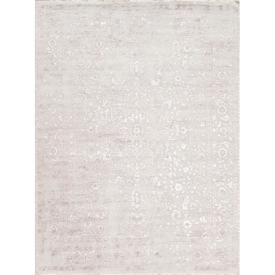 Pasargad Home Transitiona Hand-Knotted Silk & Wool Area Rug- 9' 0" X 12' 0"