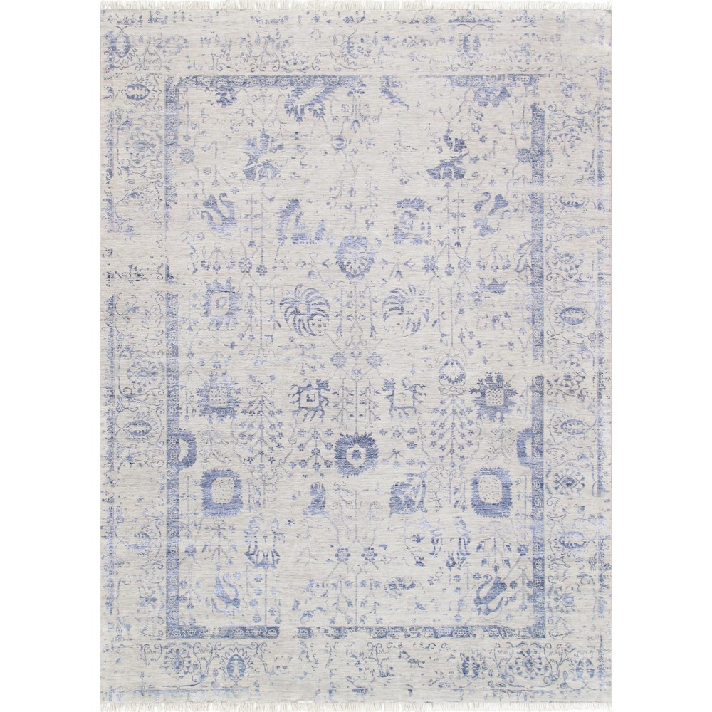 Pasargad Home Transitiona Hand-Knotted Silk & Wool Area Rug- 8' 1" X 10' 2" Pasargad Home Transitiona Hand-Knotted Silk & Wool Area Rug- 8' 1" X 10' 2"