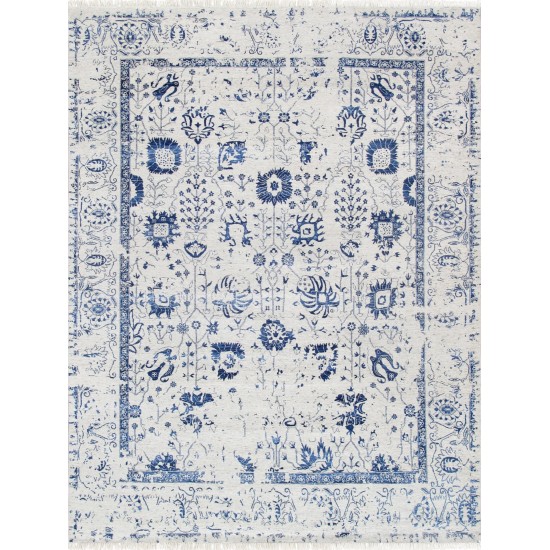 Pasargad Home Transitiona Hand-Knotted Silk & Wool Area Rug- 8' 0" X 9'11"