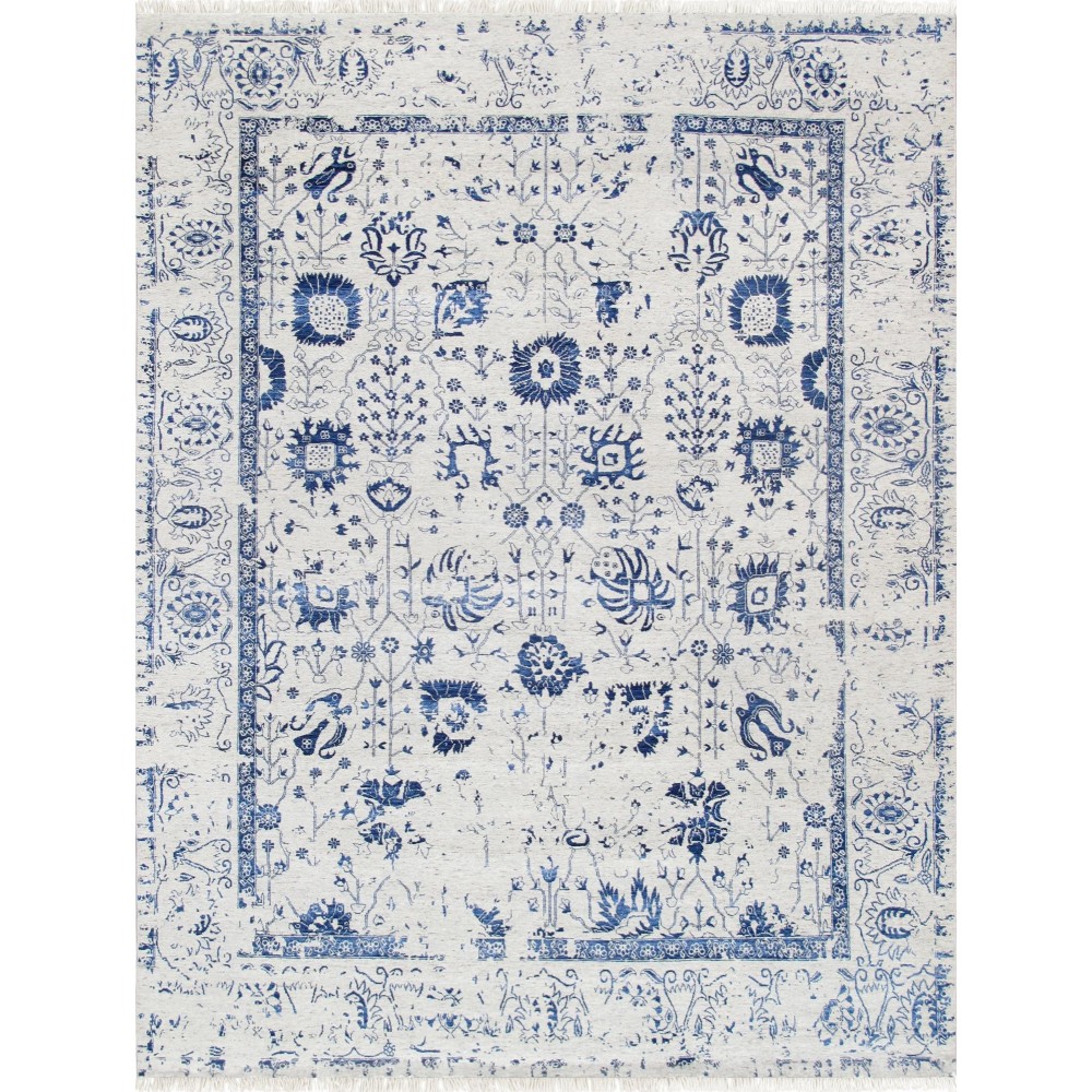 Pasargad Home Transitiona Hand-Knotted Silk & Wool Area Rug- 8' 0" X 9'11"