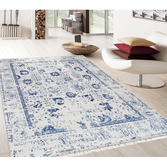Pasargad Home Transitiona Hand-Knotted Silk & Wool Area Rug- 8' 0" X 9'11"