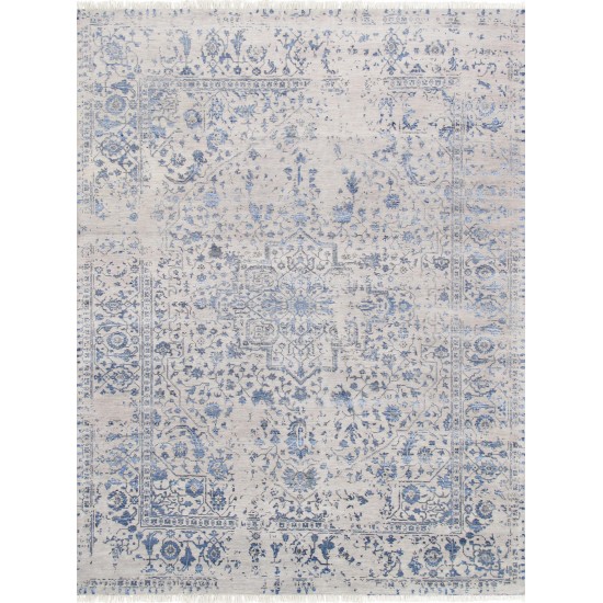 Pasargad Home Transitiona Hand-Knotted Silk & Wool Area Rug- 8' 1" X 10' 1"