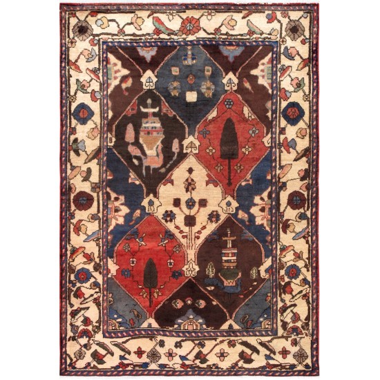 Pasargad Home Vintage Bakhshayesh Multi Lamb's Wool Area Rug- 4' 4" X 6' 5"