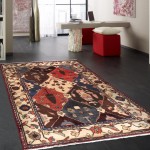 Pasargad Home Vintage Bakhshayesh Multi Lamb's Wool Area Rug- 4' 4" X 6' 5"