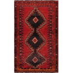 Pasargad Home Vintage Shiraz Collection Red Lamb\'s Wool Area Rug- 4\' 2" X 7\' 2"