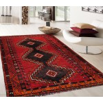 Pasargad Home Vintage Shiraz Collection Red Lamb's Wool Area Rug- 4' 2" X 7' 2"