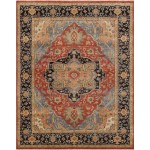 Pasargad Home Serapi Collection Hand-Knotted Rust/Navy Wool Area Rug- 8' x 10'