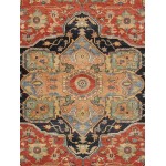 Pasargad Home Serapi Collection Hand-Knotted Rust/Navy Wool Area Rug- 8' x 10'