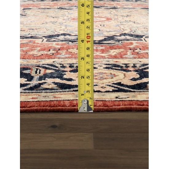 Pasargad Home Serapi Collection Hand-Knotted Rust/Navy Wool Area Rug- 8' x 10'