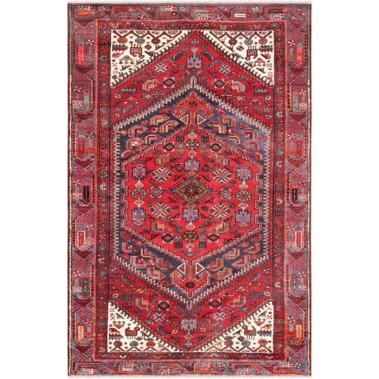 Pasargad Home Vintage Collection Lamb's Wool Area Rug- 4' 2" X 6' 7"