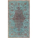 Pasargad Home Vintage Overdye Green Lamb\'s Wool Area Rug- 4\'11" X 8\' 9"