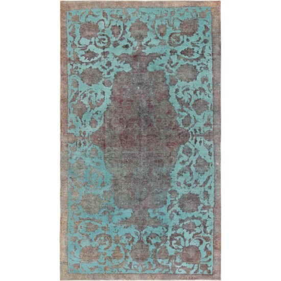 Pasargad Home Vintage Overdye Green Lamb's Wool Area Rug- 4'11" X 8' 9"