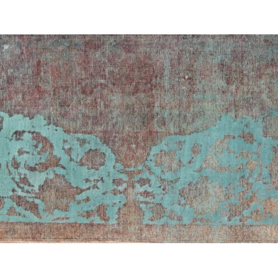 Pasargad Home Vintage Overdye Green Lamb's Wool Area Rug- 4'11" X 8' 9"