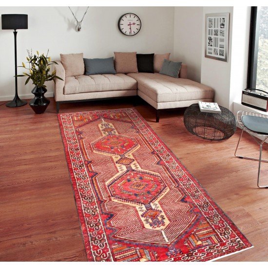 Pasargad Home Vintage Collection Lamb's Wool Runner- 3' 7" X 12' 2"