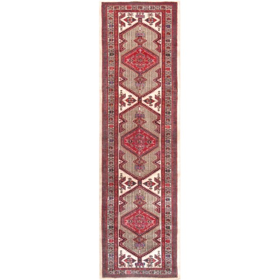 Pasargad Home Runner Serapi Vintage Lamb's Wool Ivory 3' 1" X 11' 4"