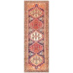Pasargad Home Vintage Hamadan Navy Lamb's Wool Area Rug- 3' 2" X 9' 3"