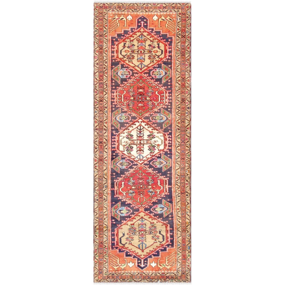 Pasargad Home Vintage Hamadan Navy Lamb's Wool Area Rug- 3' 2" X 9' 3" Pasargad Home Vintage Hamadan Navy Lamb's Wool Area Rug- 3' 2" X 9' 3"