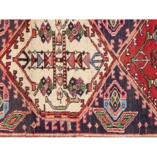 Pasargad Home Vintage Hamadan Navy Lamb's Wool Area Rug- 3' 2" X 9' 3"