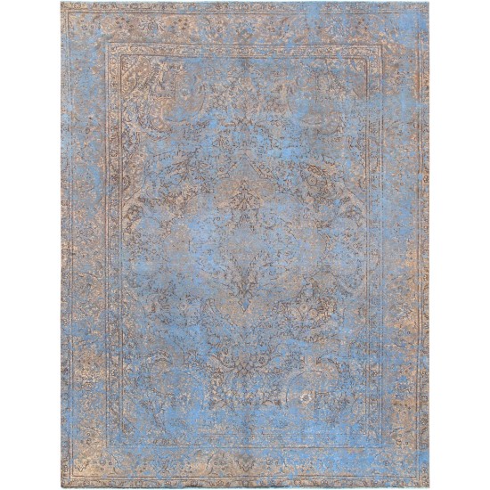 Pasargad Home Vintage Overdye Collection Blue Wool Area Rug- 9' 2" X 12' 6"