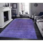 Pasargad Home Vintage Overdye Collection Purple Wool Area Rug- 8' 0" X 10' 6"