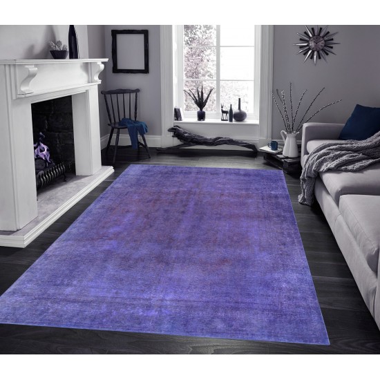 Pasargad Home Vintage Overdye Collection Purple Wool Area Rug- 8' 0" X 10' 6"