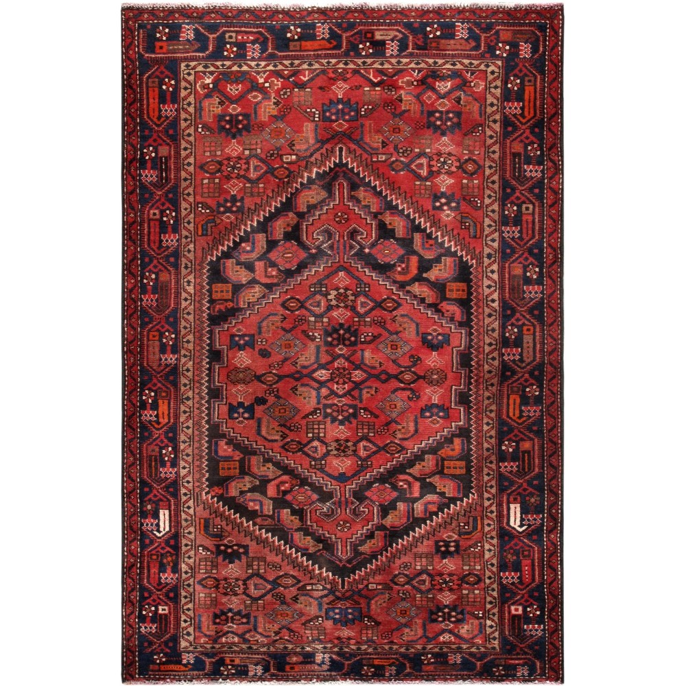 Pasargad Home Vintage Hamadan Collection Rust Wool Area Rug- 4' 3" X 6' 8"