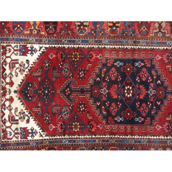 Pasargad Home Vintage Hamadan Collection Rust Wool Area Rug- 4' 4" X 7'10"