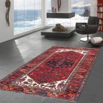Pasargad Home Vintage Hamadan Collection Rust Wool Area Rug- 4' 4" X 7'10"