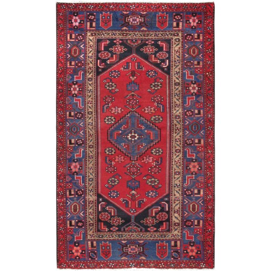 Pasargad Home Vintage Shiraz Collection Rust Wool Area Rug- 4' 1" X 6' 9"