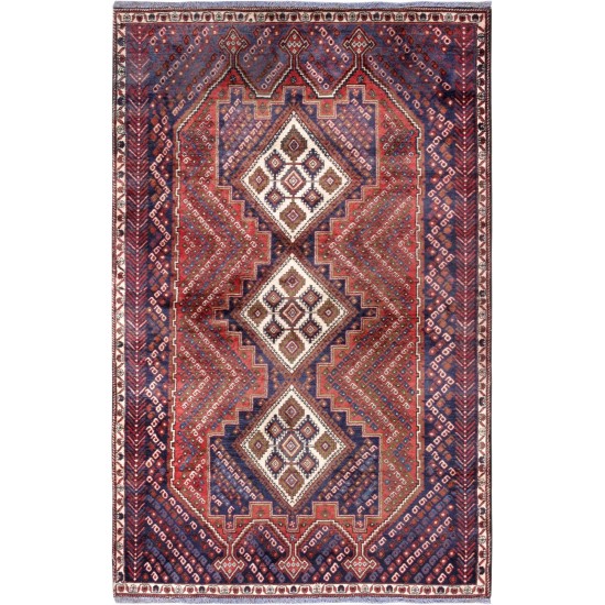 Pasargad Home Vintage Hamadan Collection Rust Wool Area Rug- 4' 3" X 7' 1"