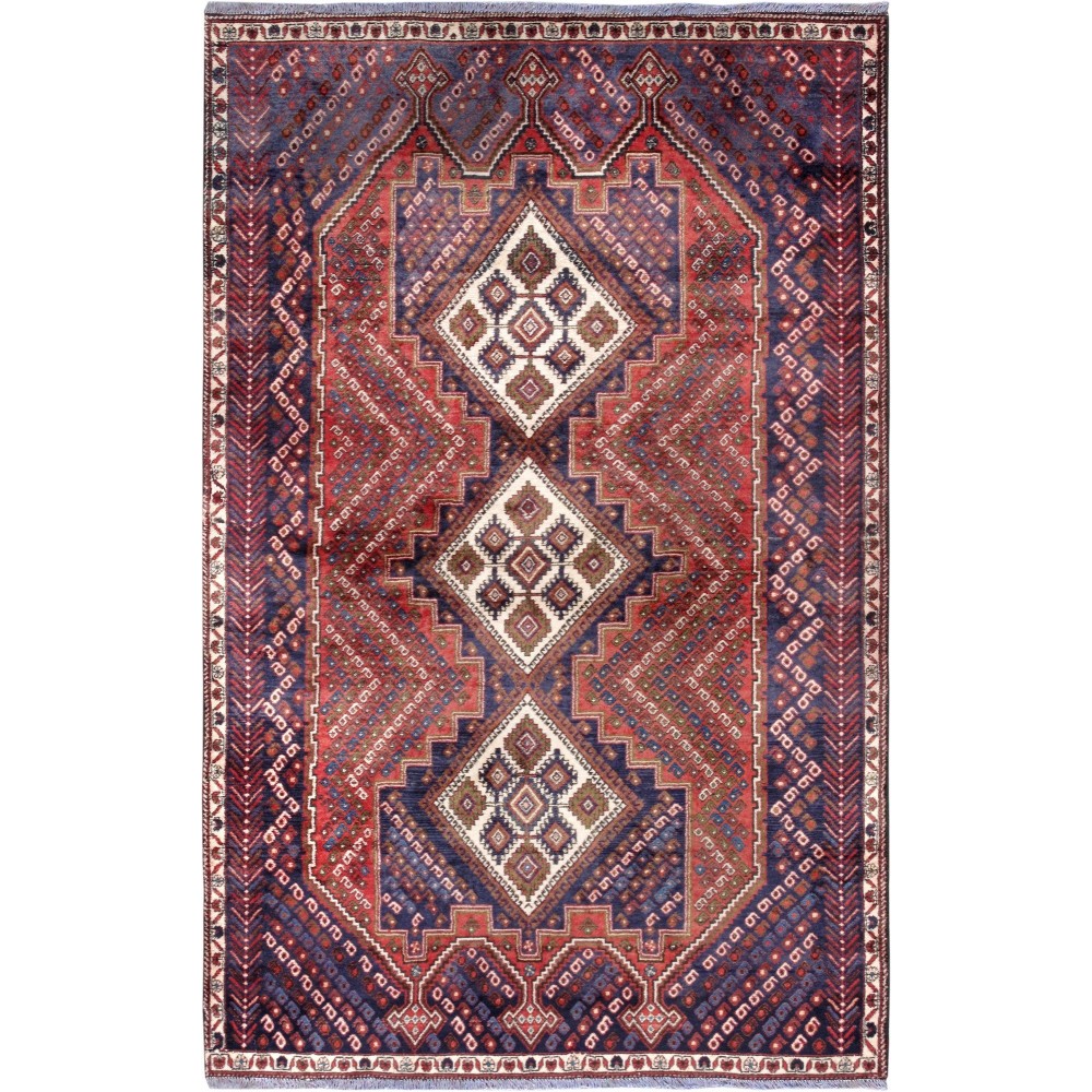 Pasargad Home Vintage Hamadan Collection Rust Wool Area Rug- 4' 3" X 7' 1"