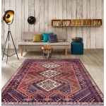 Pasargad Home Vintage Hamadan Collection Rust Wool Area Rug- 4' 3" X 7' 1"