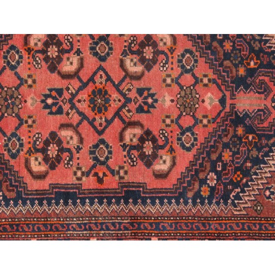 Pasargad Home Vintage Hamadan Collection Rust Wool Area Rug- 4' 4" X 6'11"