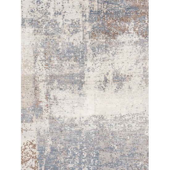 Pasargad Home Modern Collection Hand-Knotted Silk & Wool Area Rug- 7' 7" X 9' 9"