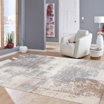 Pasargad Home Modern Collection Hand-Knotted Silk & Wool Area Rug- 7' 7" X 9' 9"