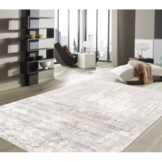 Pasargad Home Area Rug Stella Power-Loomed Polyesterester Grey 5' 3" X 7' 7"