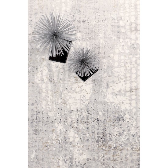 Pasargad Home Area Rug Stella Power-Loomed Polyesterester Grey 2' 8" X 6' 6"