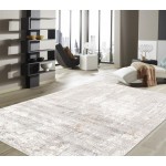 Pasargad Home Area Rug Stella Power-Loomed Polyesterester Grey 2' 8" X 6' 6"
