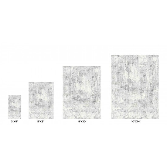 Pasargad Home Area Rug Stella Power-Loomed Polyesterester Grey 2' 8" X 6' 6"