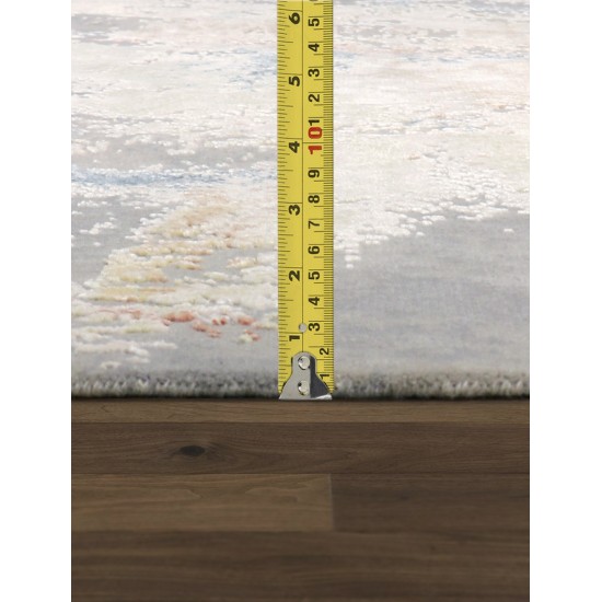 Pasargad Home Modern Hand-Knotted Silk & Wool Area Rug- 9' 4" X 12' 3"