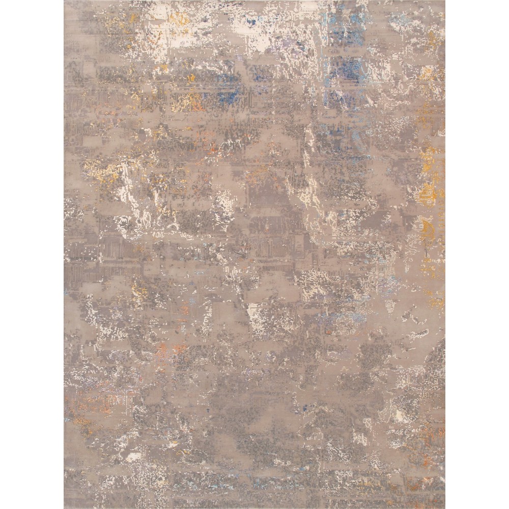 Pasargad Home Modern Hand-Knotted Abstract Silk & Wool Area Rug- 9' 2" X 12' 3"