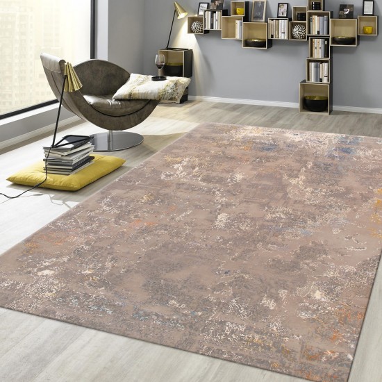 Pasargad Home Modern Hand-Knotted Abstract Silk & Wool Area Rug- 9' 2" X 12' 3"