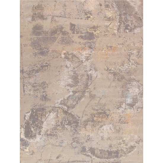 Pasargad Home Modern Hand-Knotted Abstract Silk & Wool Area Rug- 9' 4" X 12' 4"