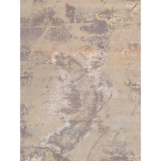 Pasargad Home Modern Hand-Knotted Abstract Silk & Wool Area Rug- 9' 4" X 12' 4"