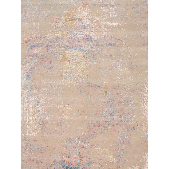 Pasargad Home Modern Hand-Knotted Abstract Silk & Wool Area Rug- 8' 4" X 10' 1"