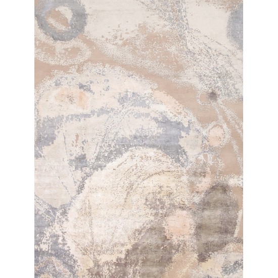 Pasargad Home Modern Hand-Knotted Abstract Silk & Wool Area Rug- 9' 1" X 12' 3"