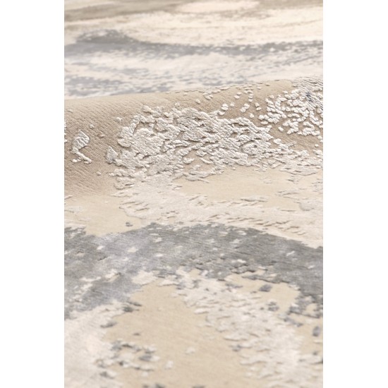 Pasargad Home Modern Hand-Knotted Abstract Silk & Wool Area Rug- 9' 1" X 12' 3"