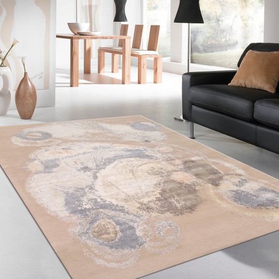 Pasargad Home Modern Hand-Knotted Abstract Silk & Wool Area Rug- 9' 1" X 12' 3"